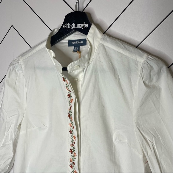 ModCloth | Thriving Trellis Embroidered Button Down Shirt Size XS NWT - Picture 4 of 11
